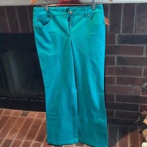 Escada Womens 36 Jeans Light Teal Stretch Mid Rise